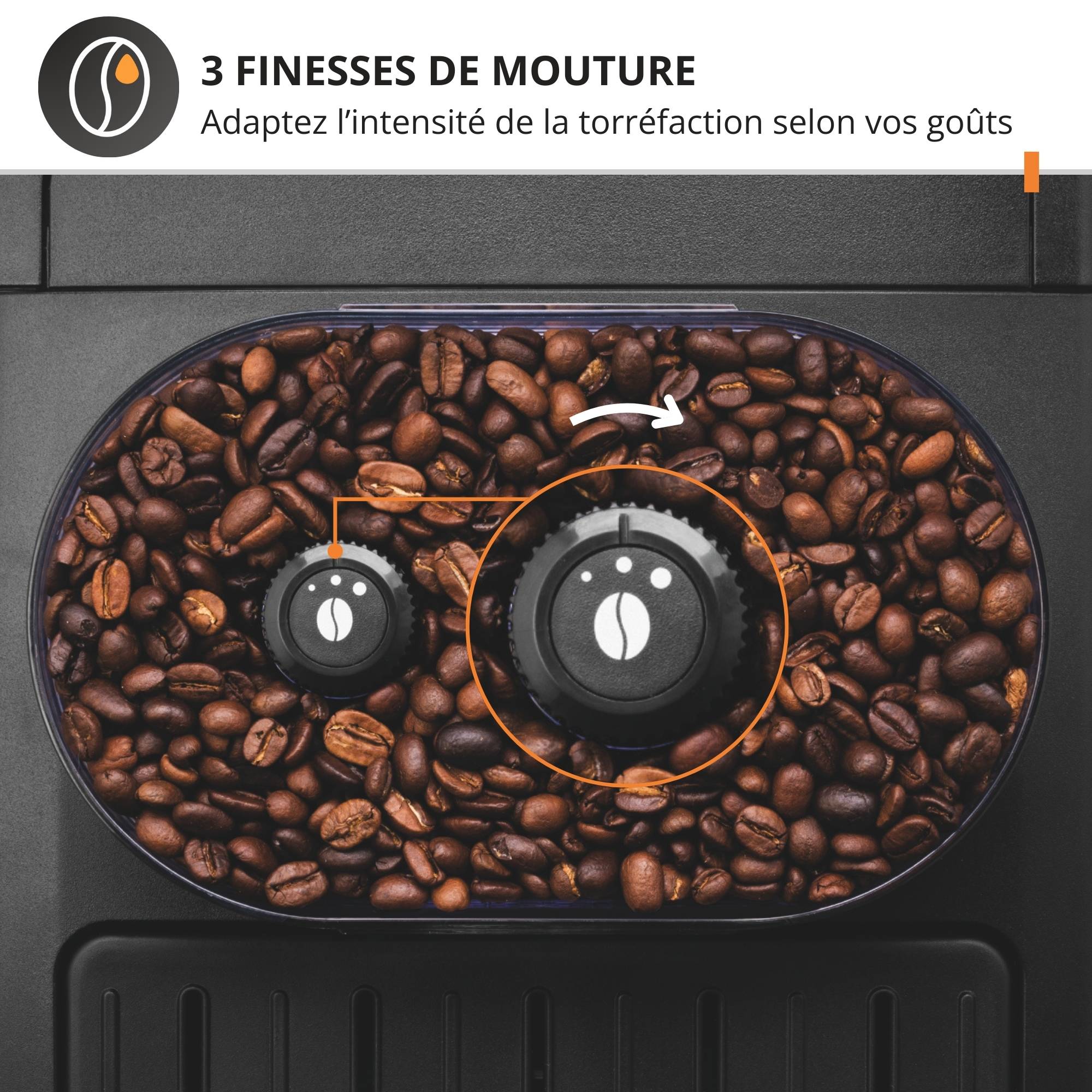 Essential, Krups, Machine à café à grains, Interface boutons, Buse vapeur pour Cappuccino