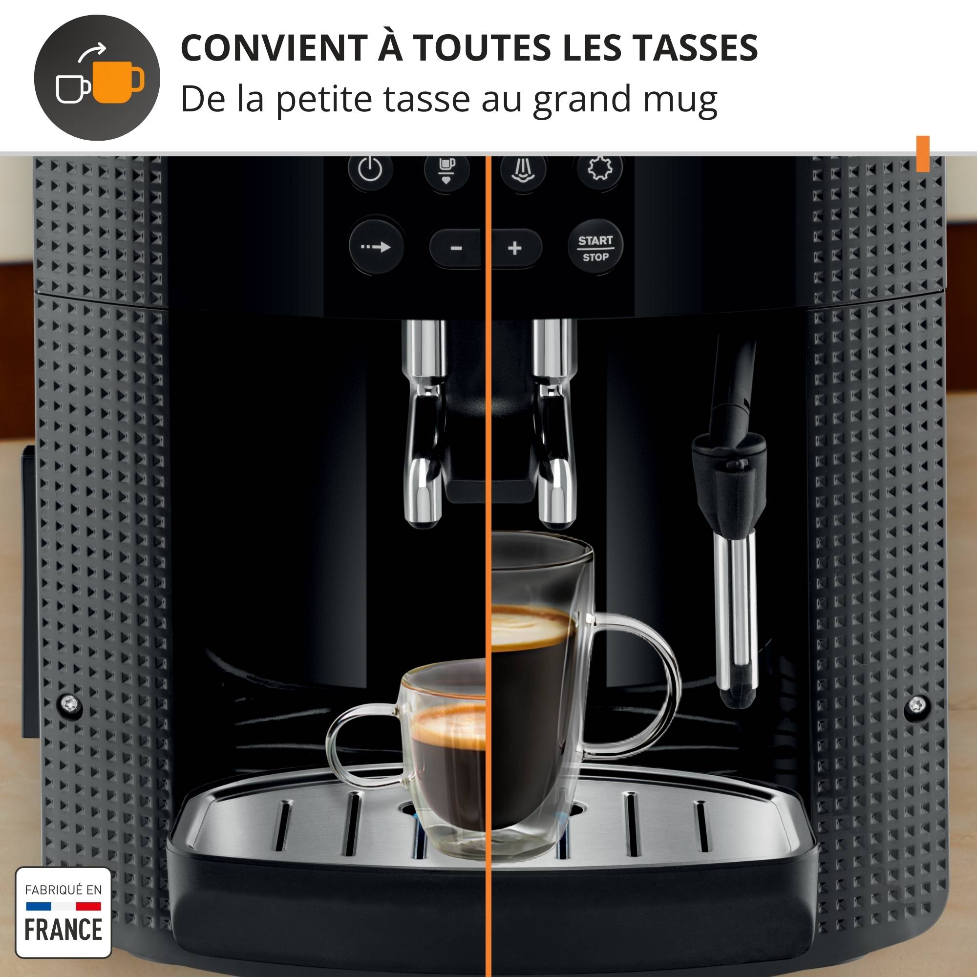 Essential, Krups, Machine à café à grains, Ecran LCD, Buse vapeur pour cappuccino