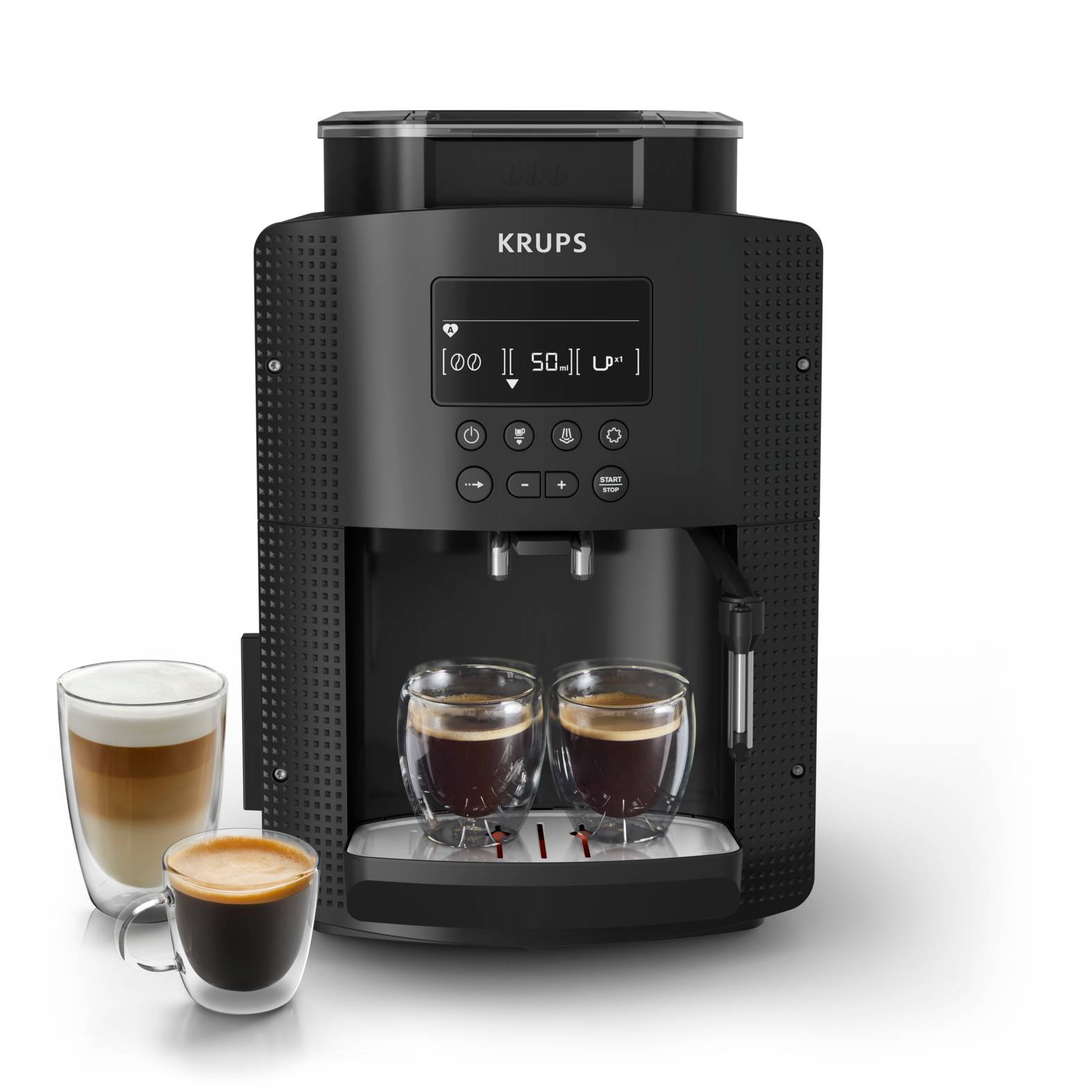 Essential, Krups, Machine à café à grains, Ecran LCD, Buse vapeur pour cappuccino