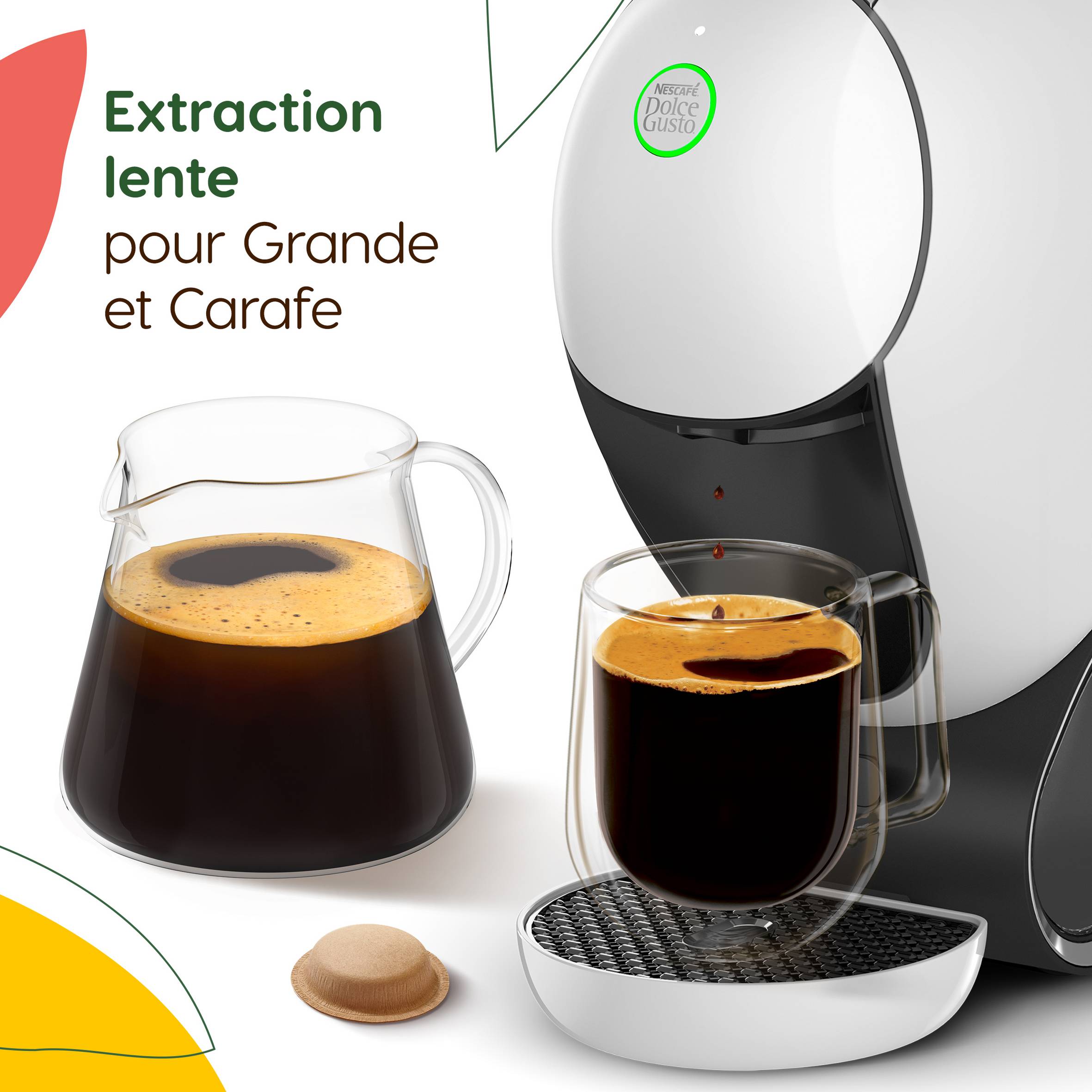 NESCAFE DOLCE GUSTO NEO CAFFE - Machine À Café KRUPS  pour Dosettes Compostables - Technologie Brevetée SmartBrew 3-En-1 - Cafetière Connectée - Cafés noirs, KP830110