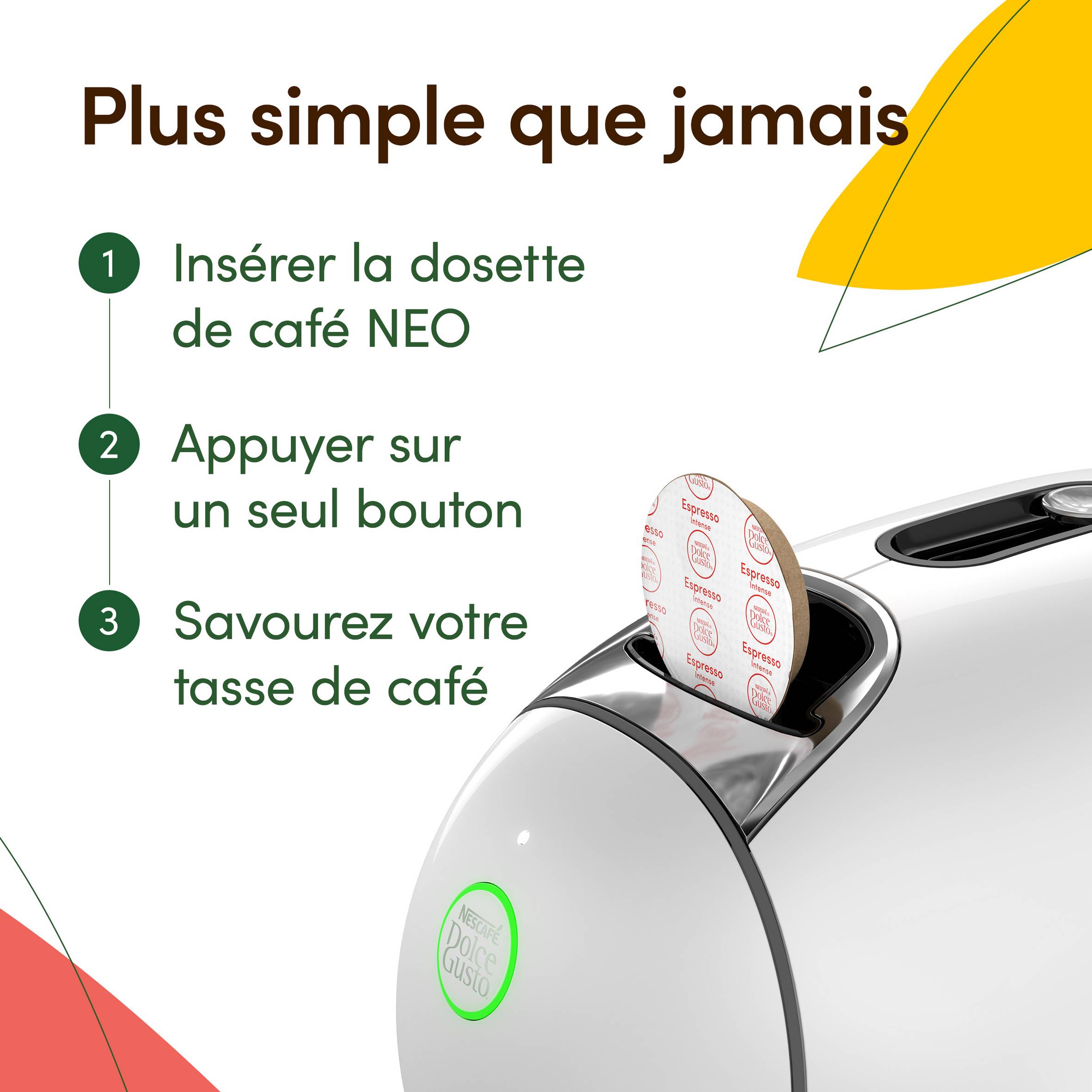 NESCAFE DOLCE GUSTO NEO CAFFE - Machine À Café KRUPS  pour Dosettes Compostables - Technologie Brevetée SmartBrew 3-En-1 - Cafetière Connectée - Cafés noirs, KP830110