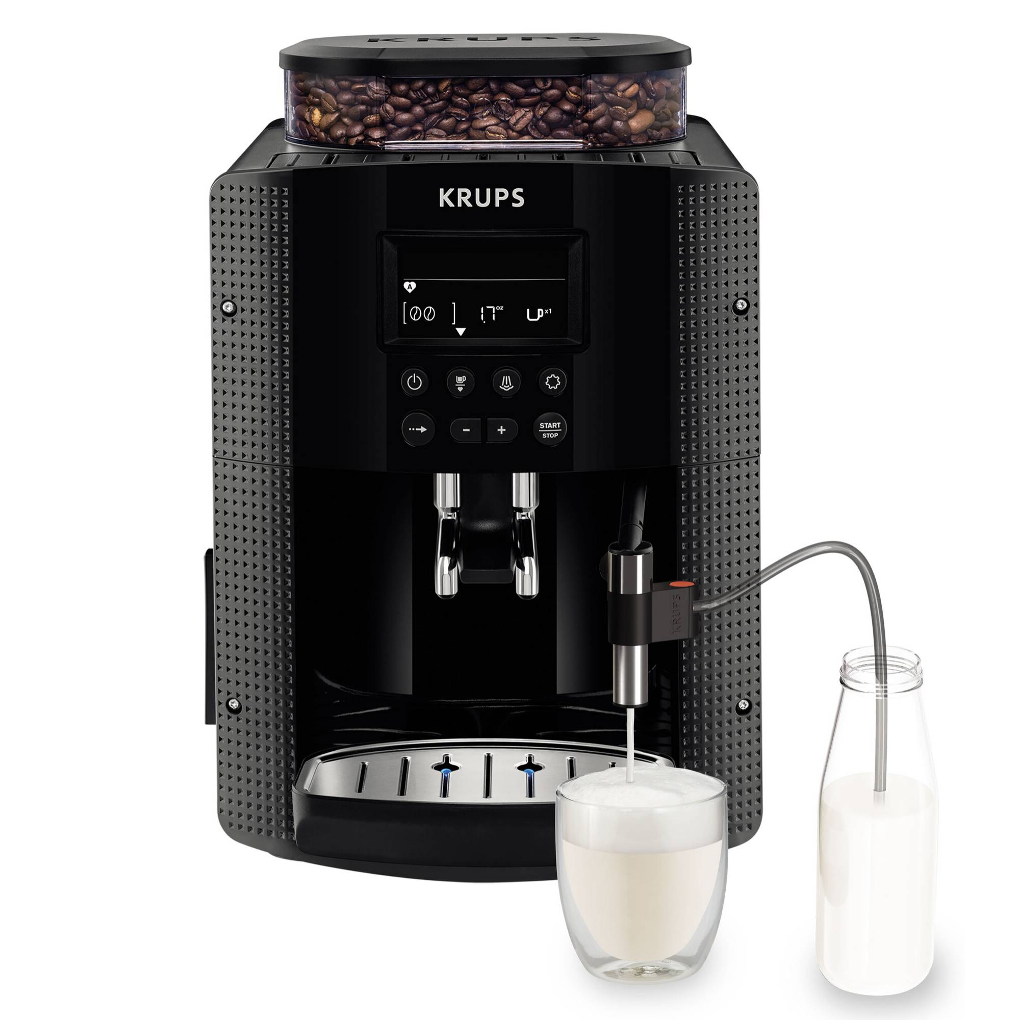 Essential, Machine à café à grain Ecran LCD + accessoire lait + 2 tasses espresso + café en grains Starbucks inclus EA8168F1